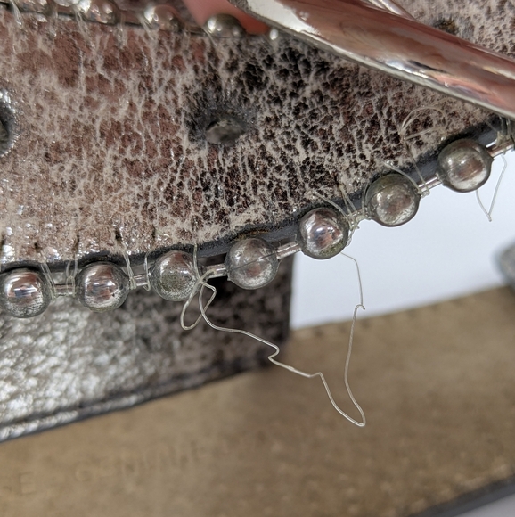 Guess Distressed Silver Crackle Leather Belt L - Picture 4 of 9